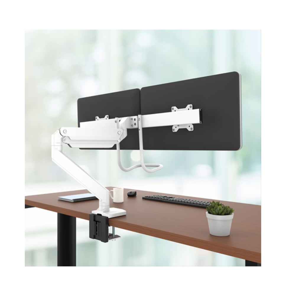 Bras porte-écran double à barre transversale Eppa™ - blanc