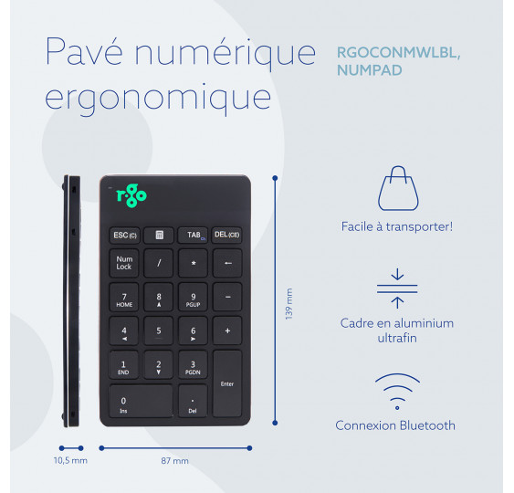 Numpad Break R-Go noir sans fil