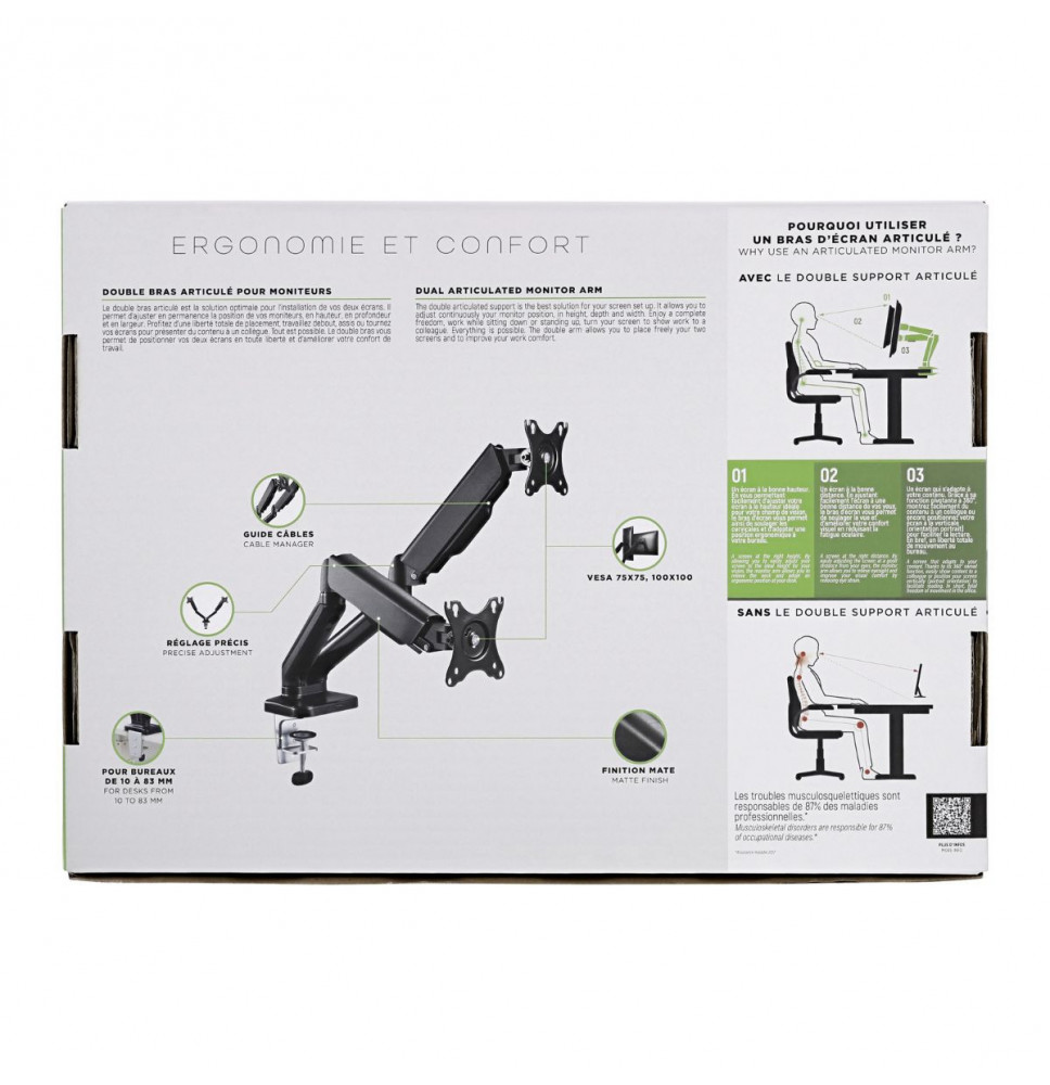 Bras Double Rotule 360° En Alliage D'Aluminium – Support Universel Pour Écrans, Lampes Vidéo (Rouge)