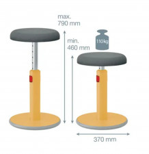 Tabouret Ergo Cosy 2 en 1 Leitz jaune poids supporté