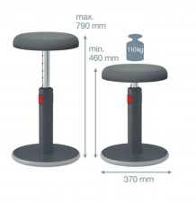 Tabouret Ergo Cosy 2 en 1 Leitz gris poids supporté