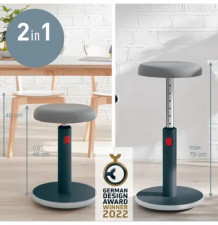 Tabouret Ergo Cosy 2 en 1 Leitz gris 2 hauteurs différentes