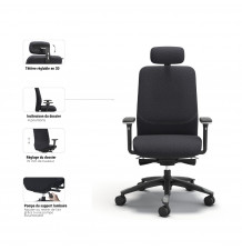 Fauteuil ergonomique JIM de bureau fonctionnalités
