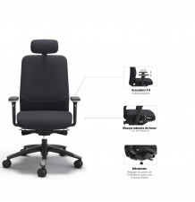 Fauteuil ergonomique JIM de bureau fonctionnalités 2
