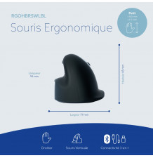 R-Go HE Break – Souris ergonomique verticale sans fil 3-en-1 - dimensions