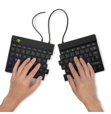 R-Go Split - Clavier Ergonomique - AZERTY noir position naturelle des mains