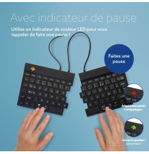 R-Go Split - Clavier Ergonomique - AZERTY noir - indicateur de pause