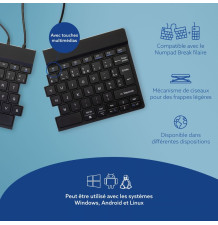 R-Go Split - Clavier Ergonomique - AZERTY noir connexion filaire