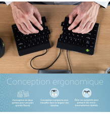 R-Go Split - Clavier Ergonomique - AZERTY noir - conception ergonomique
